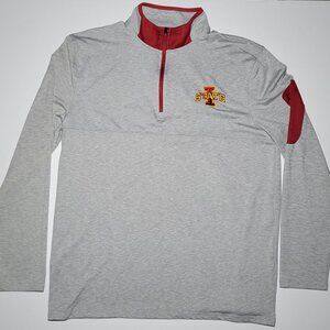 Colosseum Iowa State Cyclone Mens Gray and Red Long Sleeve Pullover Size Large